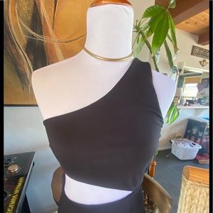 Tiger Mist Jumpsuit Side cut outs front slit hem - M